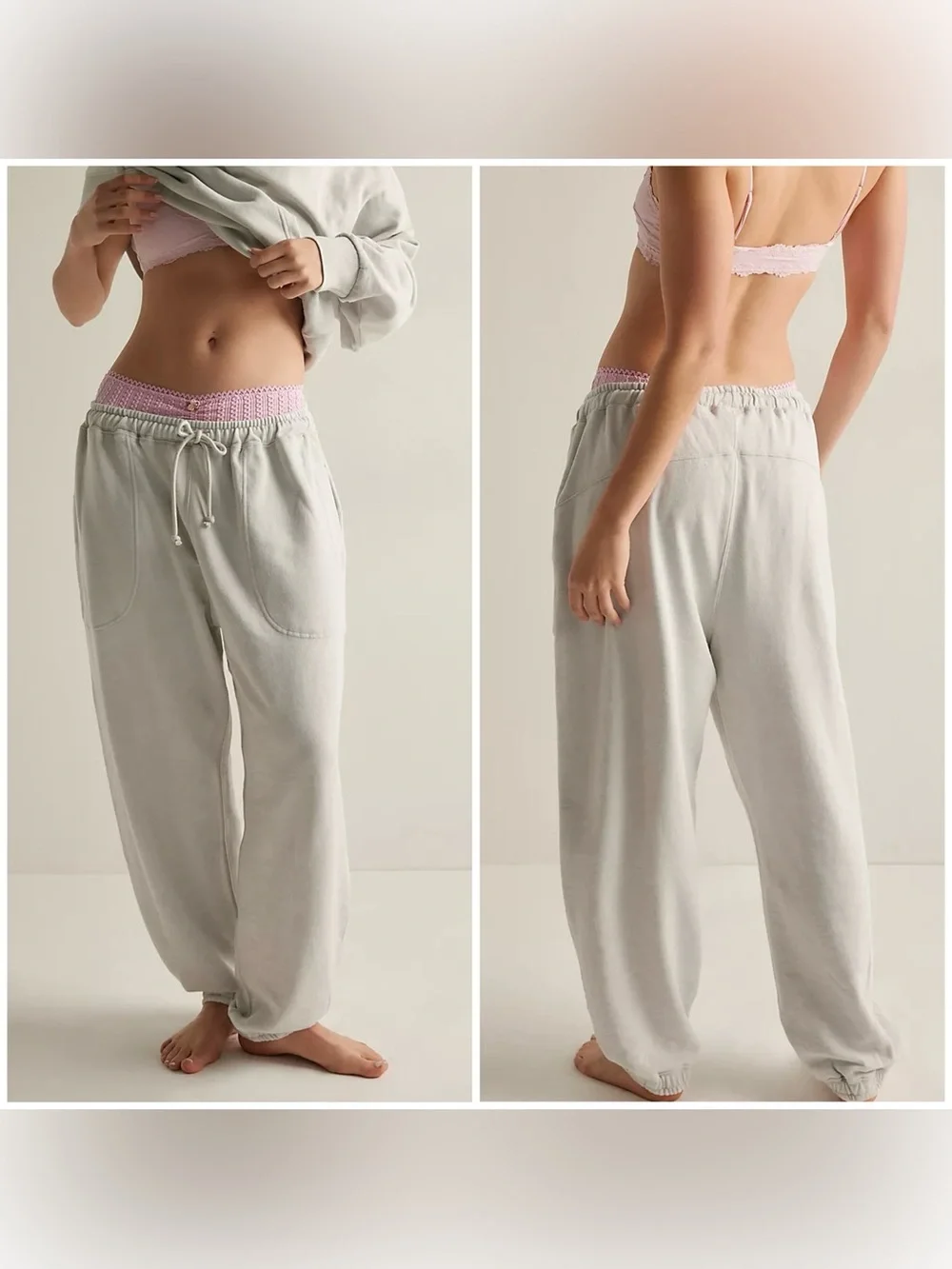 NWT Free People FP Intimately Slow It Down Joggers - Oyster grey - Large